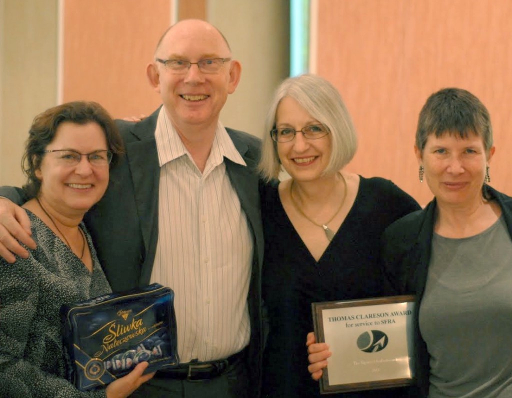 Pat and Karen accept the Clareson Award Pat and Karen accept the Clareson Award